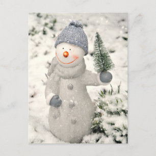 Weihnachtsfreude mit Smiling Snowman Postkarte