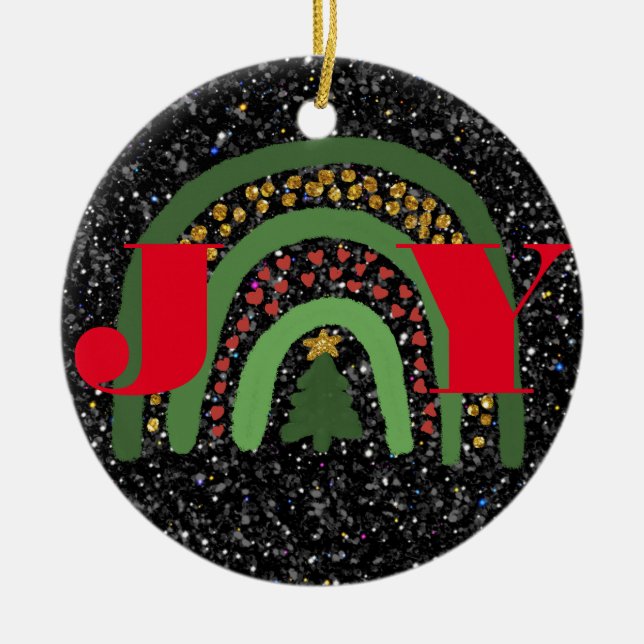Weihnachtsfreude personalisieren minimalistisch el keramik ornament (Vorne)