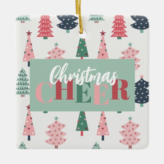 Weihnachtsfreude Quadrat Keramikornament (Vorderseite)