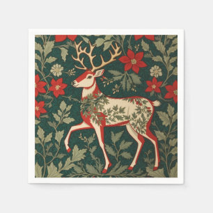 Weihnachtsfreude Rentier William Morris Inspiriert Serviette
