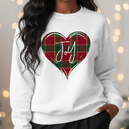 Weihnachtsfreude Rot & Grün Herz Tartan Sweatshirt