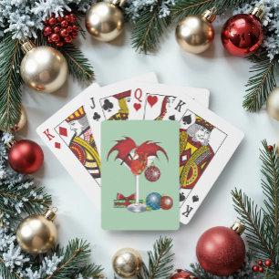 Weihnachtsfreude Roter Drachen Cocktail Cheer Spielkarten