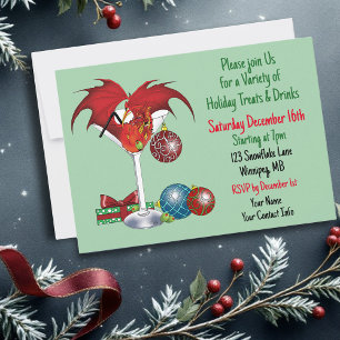 Weihnachtsfreude Roter Drachen-Cocktail Jubel Einladung