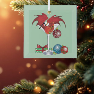 Weihnachtsfreude Roter Drachen-Cocktail Jubel Ornament Aus Glas