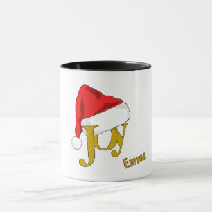 Weihnachtsfreude Santa Hut Benutzerdefinierter Nam Tasse