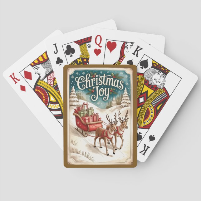 Weihnachtsfreude-Schlitten & Winterlandschaft Spielkarten (Rückseite)