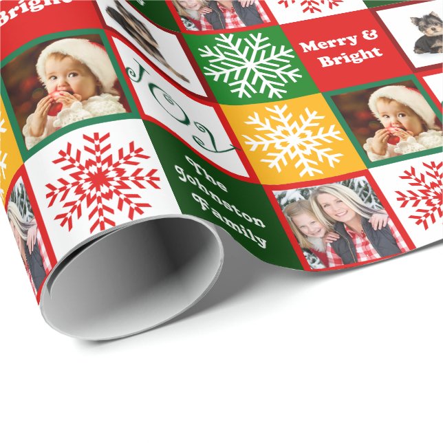 Weihnachtsfreude-Schneeflocken addieren Geschenkpapier (Rolleneckpunkt)
