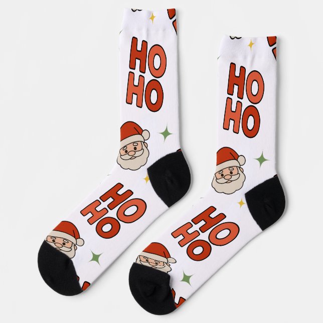 Weihnachtsfreude Socken – Animierter Weihnachtsman (Linkes Detail)