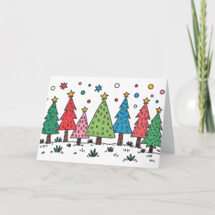 Weihnachtsfreude Süße Doodle-Kunst-Stil Karte