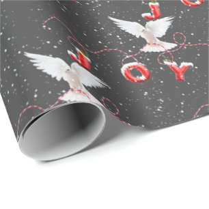 Weihnachtsfreude Taube und Schneeflocken Geschenkp Geschenkpapier