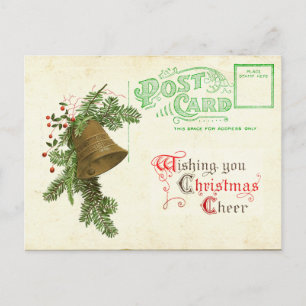 Weihnachtsfreude Vintage-Glocke Antik-Feiertag Postkarte