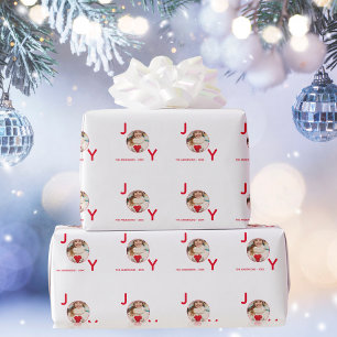 Weihnachtsfreude weiß rote Foto Geschenkpapier