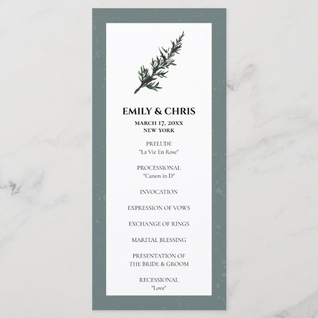 Weihnachtsfreude | Winterhochzeit in Aquarell Programm (Vorderseite)