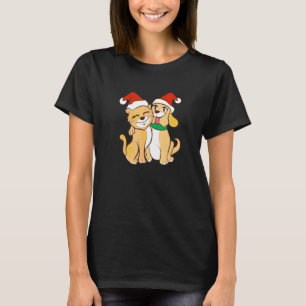 Weihnachtsfreunde Kumpels Hund Katze Weihnachtsman T-Shirt