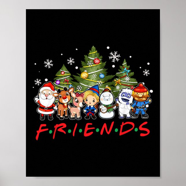 Weihnachtsfreunde Reindeer Snowman Familie Xm Poster (Vorne)