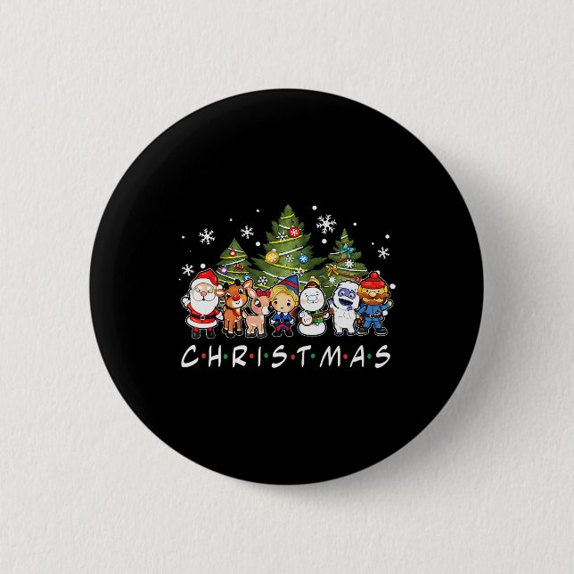 Weihnachtsfreunde Santa Rudolph Snowman Familie Xm Button (Vorderseite)