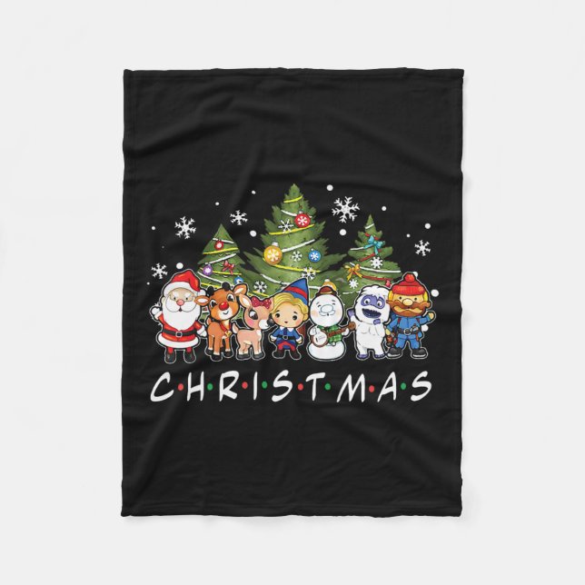 Weihnachtsfreunde Santa Rudolph Snowman Familie Xm Fleecedecke (Vorderseite)