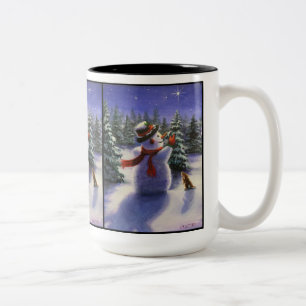 Weihnachtsfreunde Schneemann und sonnige Tasse