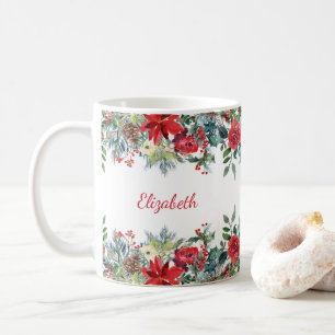 Weihnachtsfreundschaft der Rose Monogram Kaffeetasse