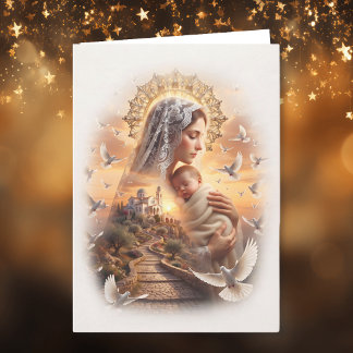 Weihnachtsfrieden | Madonna und Jesus Feiertagskarte