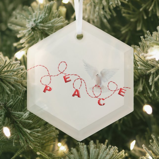 Weihnachtsfrieden mit weißer Taube Ornament Aus Glas (Insitu)