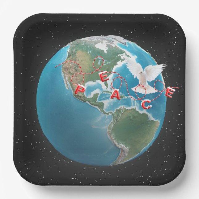 Weihnachtsfrieden mit weißer Taube Pappteller (Vorderseite)