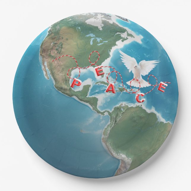 Weihnachtsfrieden mit weißer Taube Pappteller (Vorderseite)