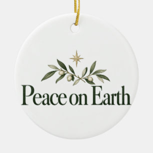 Weihnachtsfrieden Olivenzweig und Stern Cer Keramik Ornament