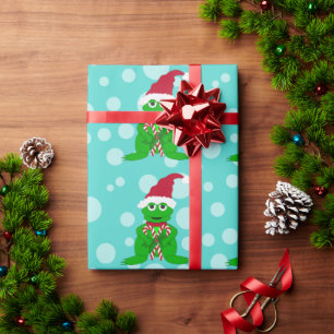 Weihnachtsfrosch: Blaues Papier Geschenkpapier
