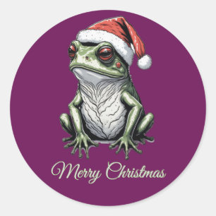Weihnachtsfrosch Cottagecore Vintage Viktorianisch Runder Aufkleber