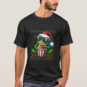 Weihnachtsfrosch essen Popcorn Ugly Christmas Swee T-Shirt