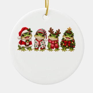 Weihnachtsfrosch-Feiertagsfreunde Keramik Ornament