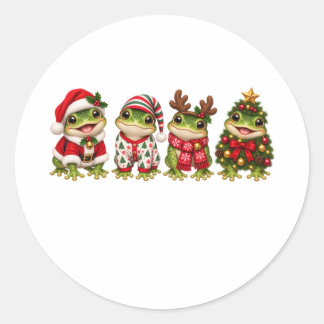 Weihnachtsfrosch-Feiertagsfreunde Runder Aufkleber
