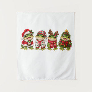 Weihnachtsfrosch-Feiertagsfreunde Wandteppich