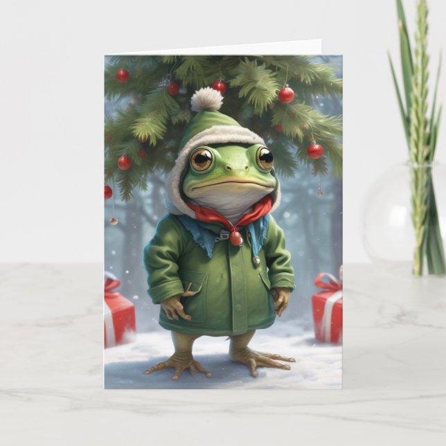 Weihnachtsfrosch Feiertagskarte (Vorderseite)