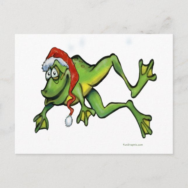 Weihnachtsfrosch Feiertagspostkarte (Vorderseite)