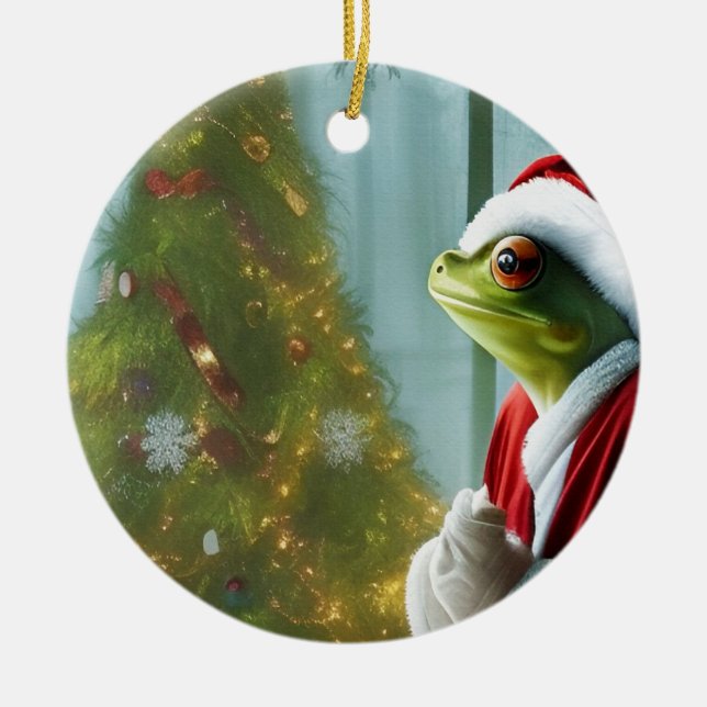 Weihnachtsfrosch Keramik Ornament (Vorne)