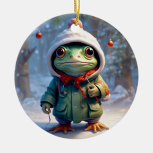 Weihnachtsfrosch Keramik Ornament
