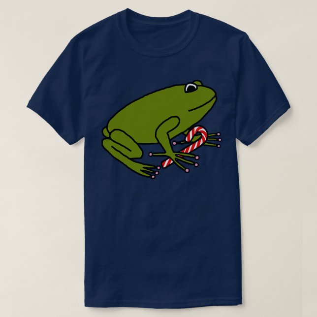 Weihnachtsfrosch mit Candy Cane T-Shirt (Design vorne)