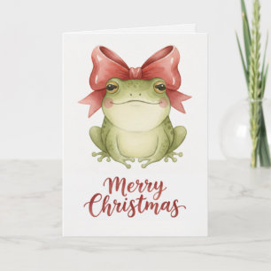 Weihnachtsfrosch mit festlicher Schleife Karte