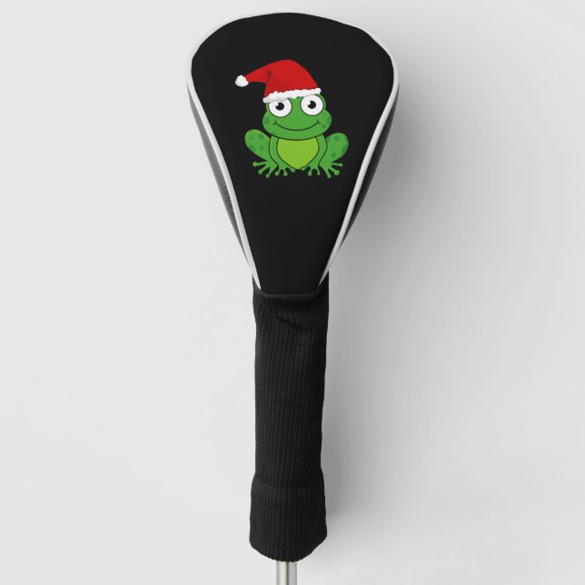 Weihnachtsfrosch mit Weihnachtsmannmütze Golf Headcover (Vorderseite)