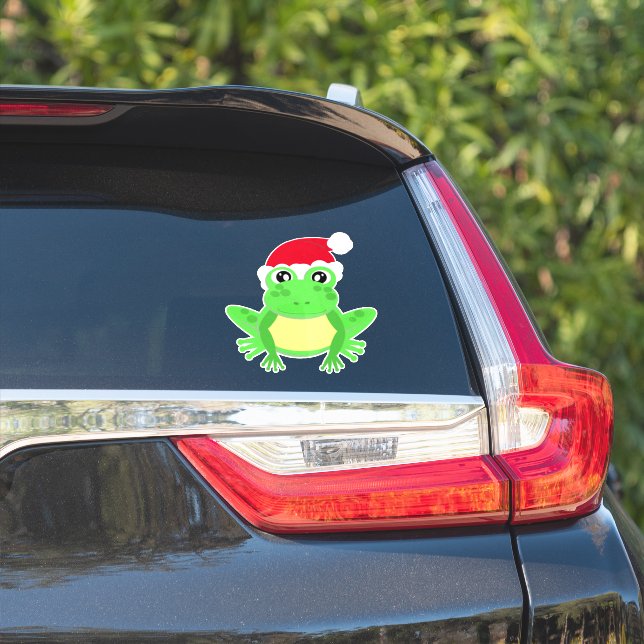 Weihnachtsfrosch mit Weihnachtsmannmütze Niedlich  Aufkleber (Auto Seite)