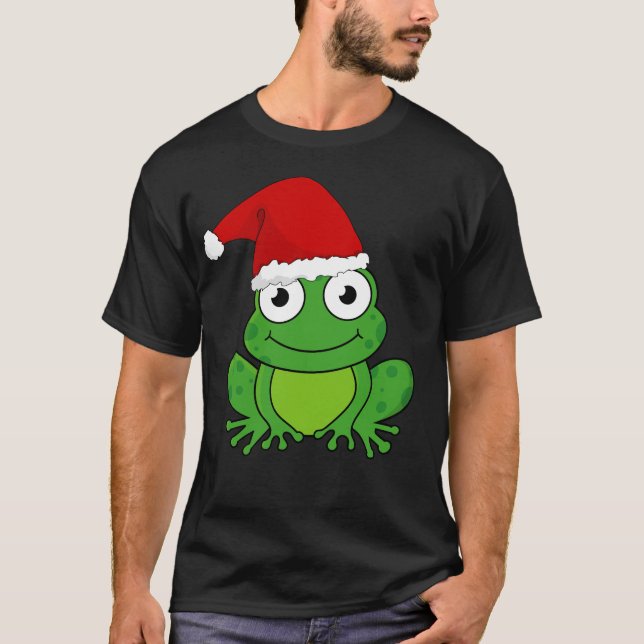 Weihnachtsfrosch mit Weihnachtsmannmütze T-Shirt (Vorderseite)