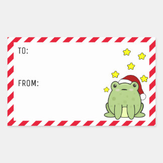 Weihnachtsfrosch rechteckiger aufkleber