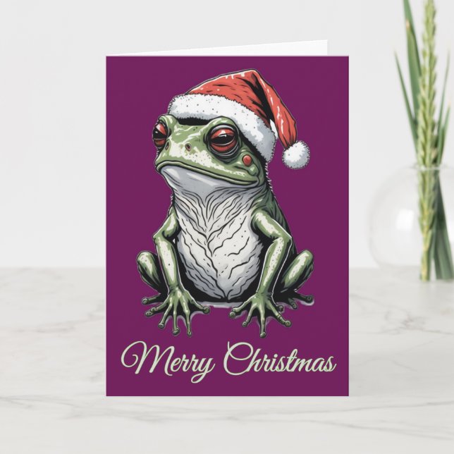 Weihnachtsfrosch Vintag Viktorianisch Feiertagskarte (Vorderseite)