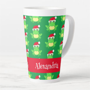 Weihnachtsfrosch Weihnachtsmannmütze Muster Grüne Milchtasse