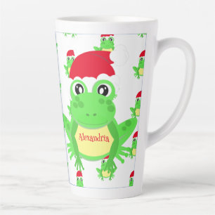 Weihnachtsfrosch Weihnachtsmannmütze Muster Weiße Milchtasse