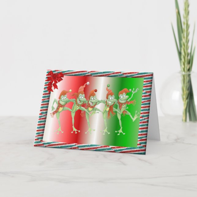 Weihnachtsfrösche Feiertagskarte (Vorderseite)