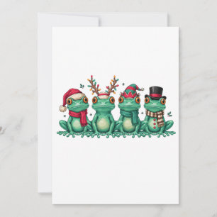 Weihnachtsfrösche mit Santa-Hut und Renntier-Gewei Einladung