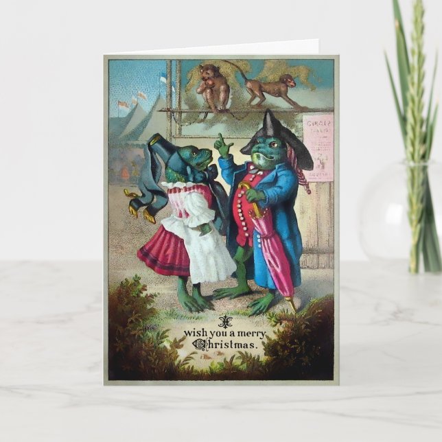 Weihnachtsfrösche Weihnachtskarte Feiertagskarte (Vorderseite)